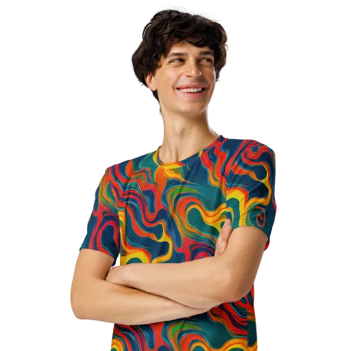 Molten Ribbons on a Men's Crew Neck T-Shirt