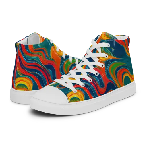 Molten Ribbons on a Men's High Top Canvas Shoes