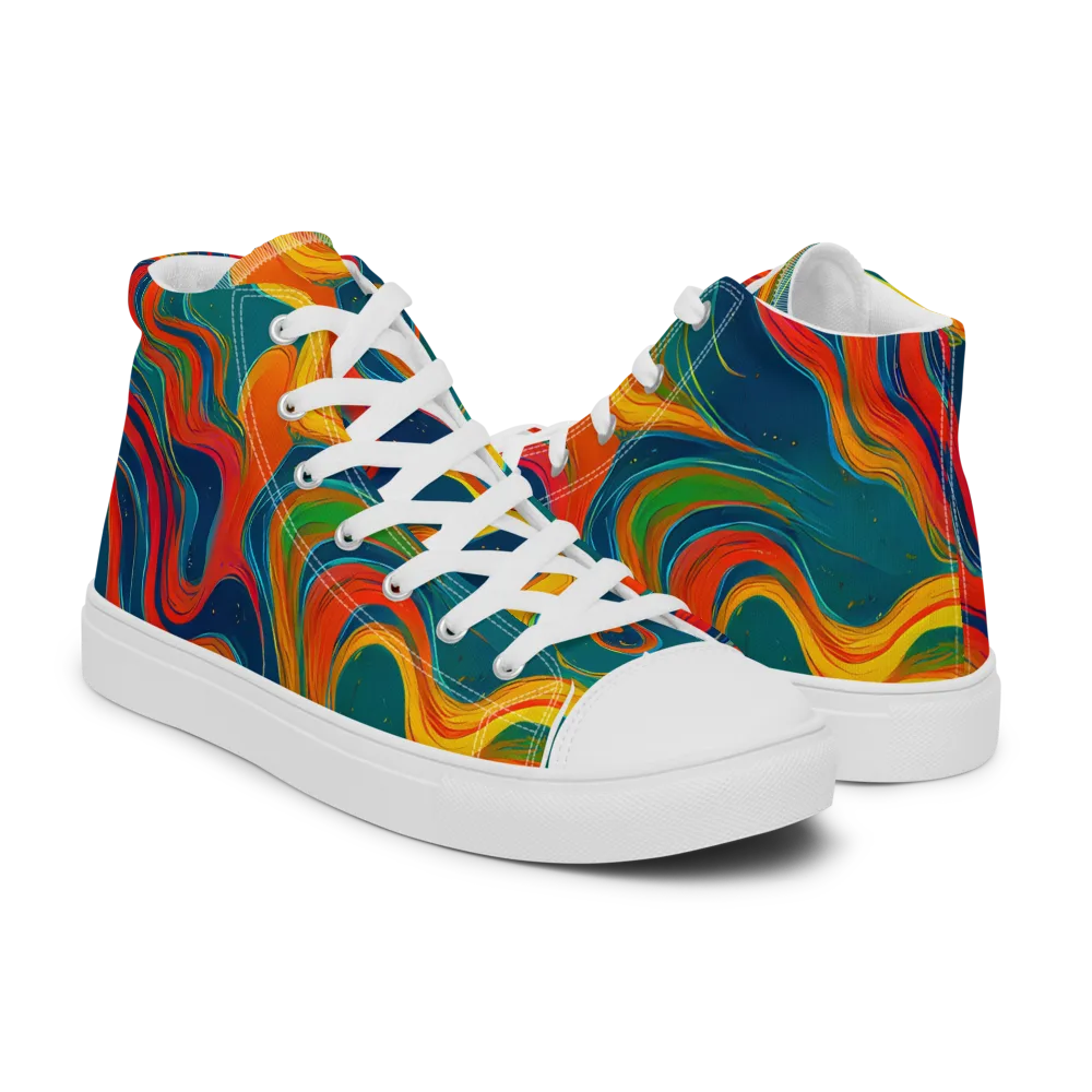 Molten Ribbons on Men's High Top Canvas Shoes — Right