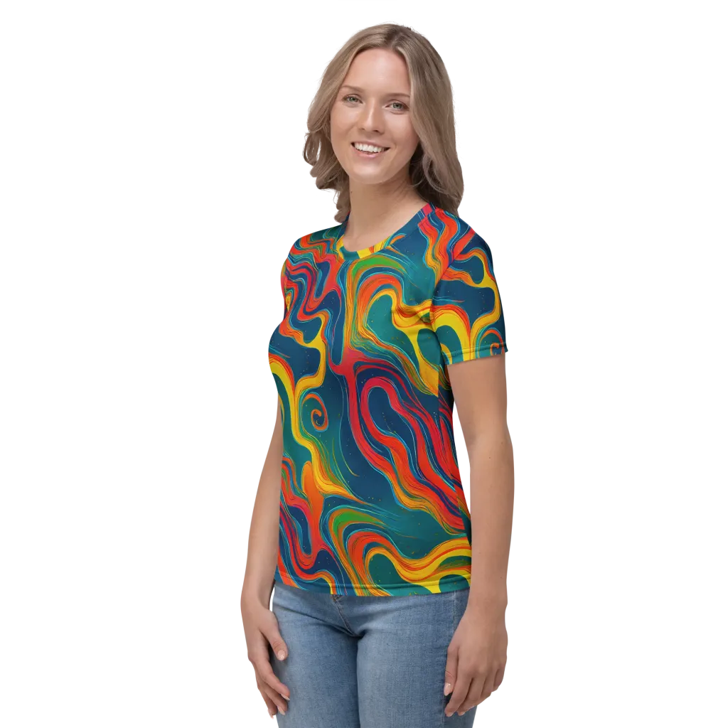 Molten Ribbons on Women's Crew Neck T-Shirt — Left