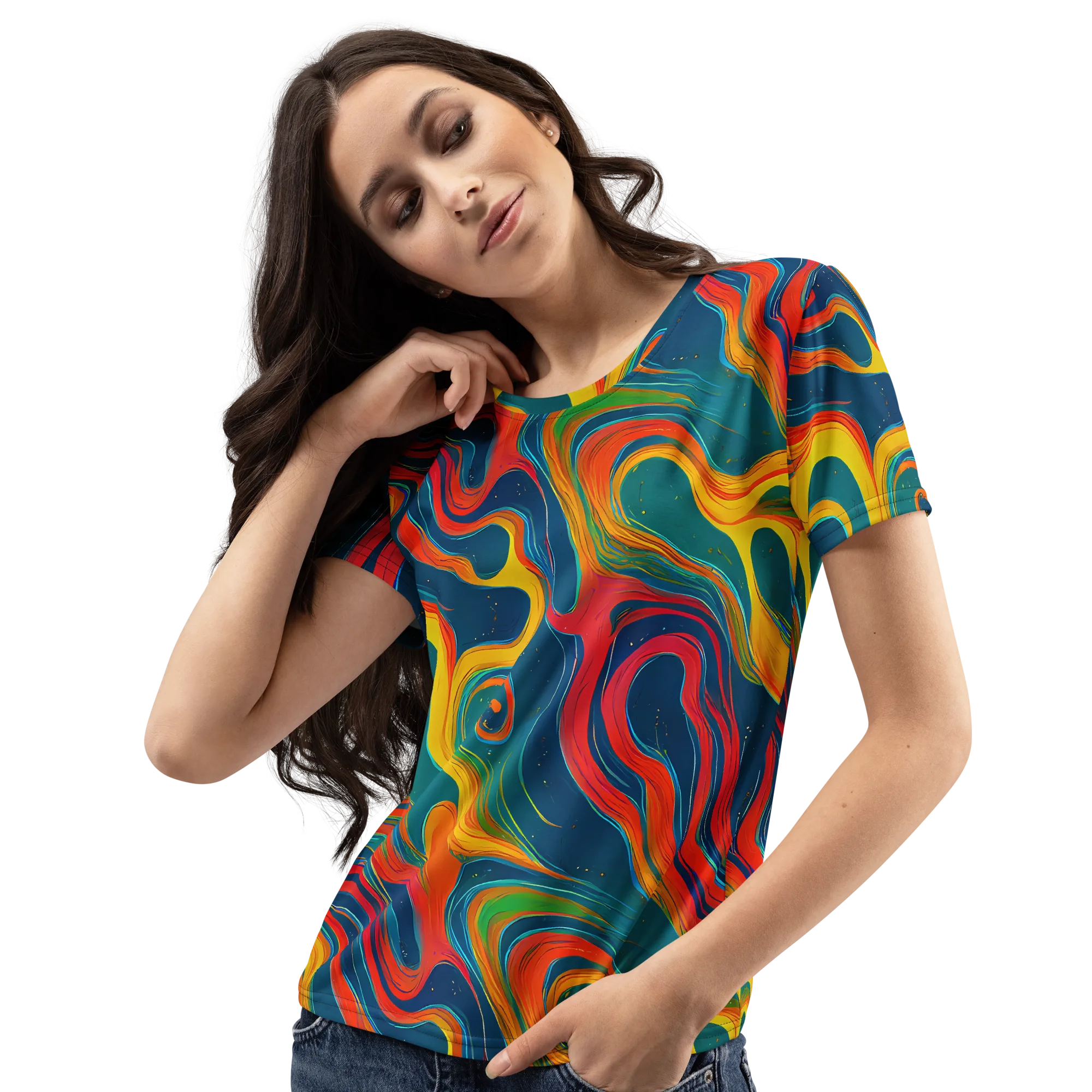 Molten Ribbons on Women's Crew Neck T-Shirt — Left Front