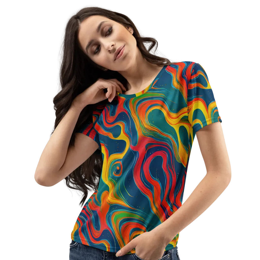 Molten Ribbons on Women's Crew Neck T-Shirt — Left Front