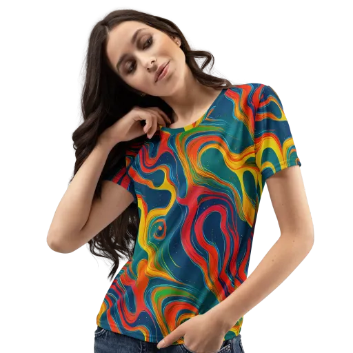 Molten Ribbons on a Women's Crew Neck T-Shirt