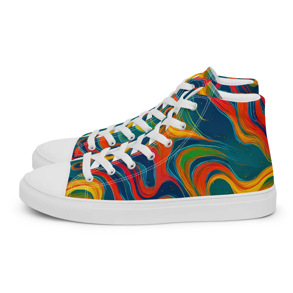 Molten Ribbons on Women's High Top Canvas Shoes — Left