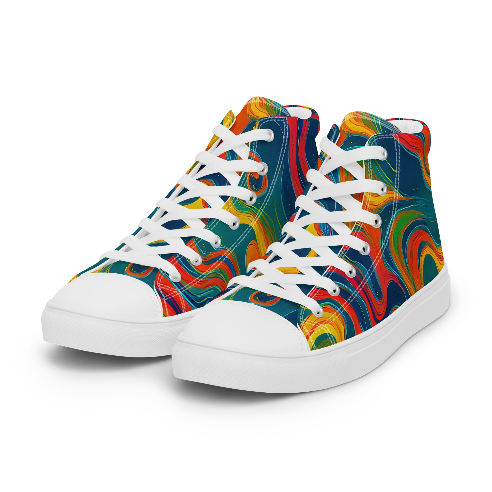 Molten Ribbons on Women's High Top Canvas Shoes — Left Front
