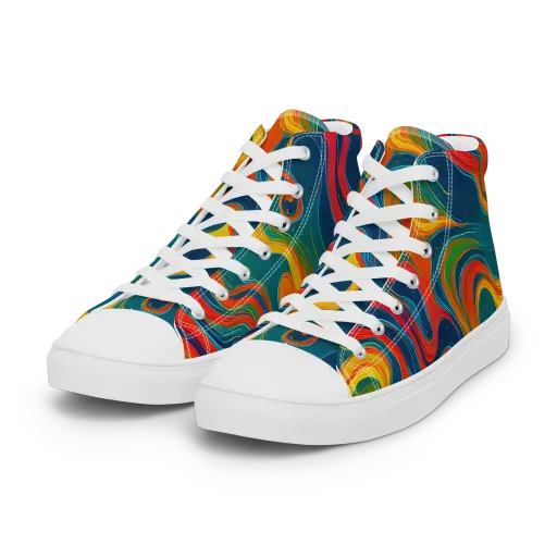 Molten Ribbons on a Women's High Top Canvas Shoes