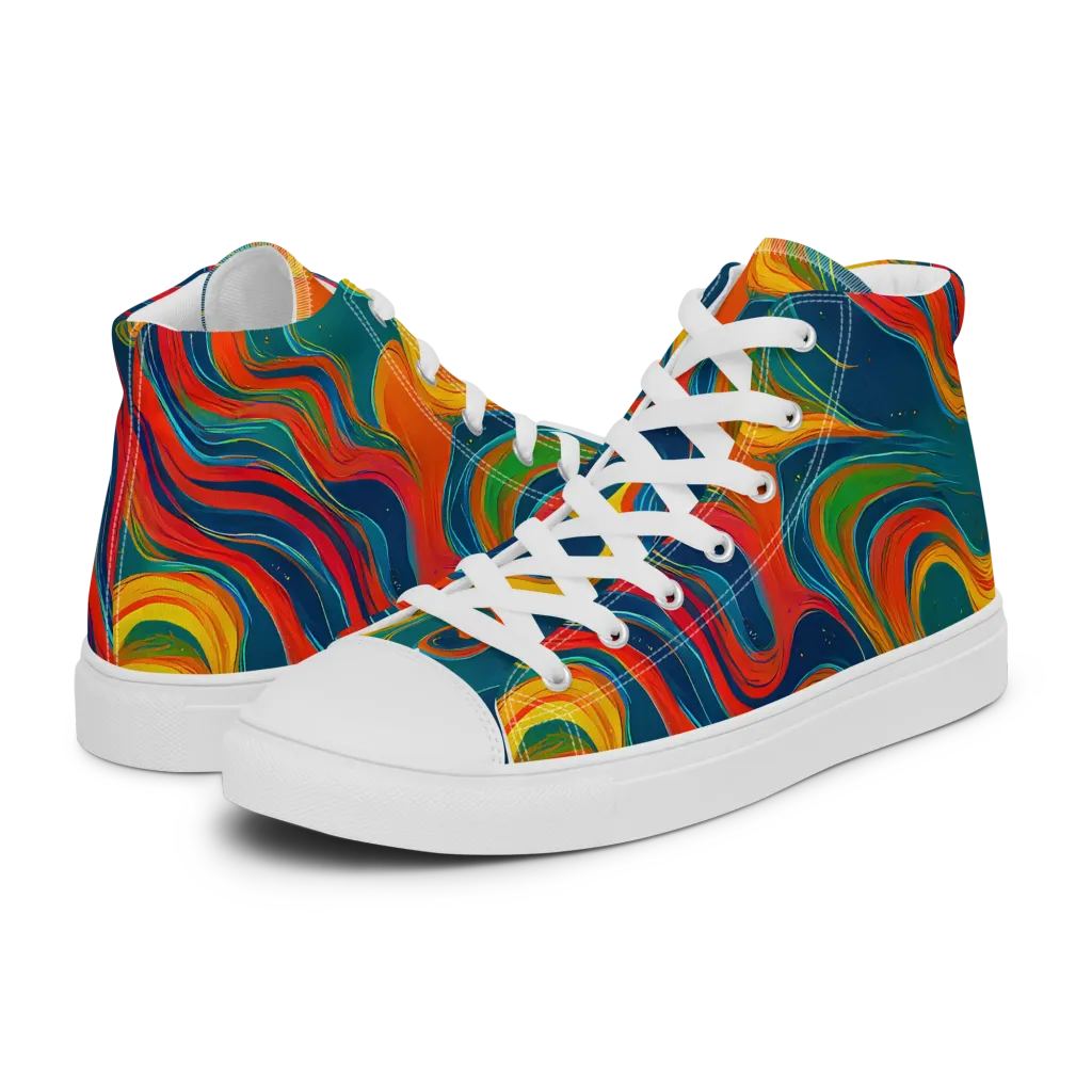 Molten Ribbons on Women's High Top Canvas Shoes — Left