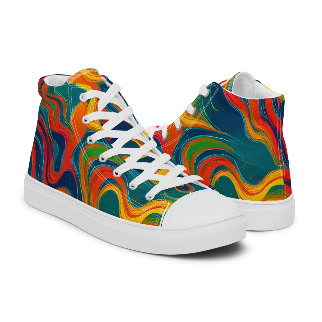Molten Ribbons on Women's High Top Canvas Shoes — Right