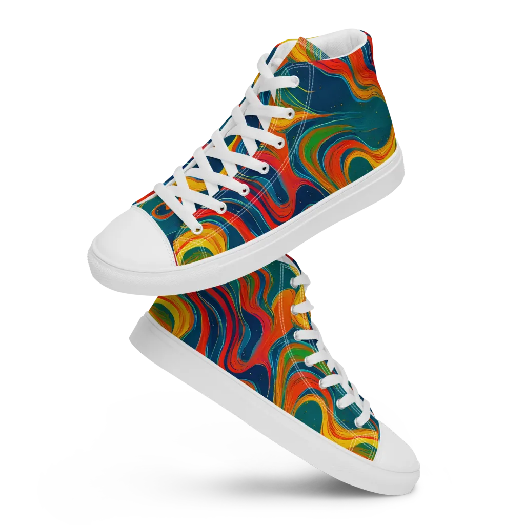 Molten Ribbons on Women's High Top Canvas Shoes — Front
