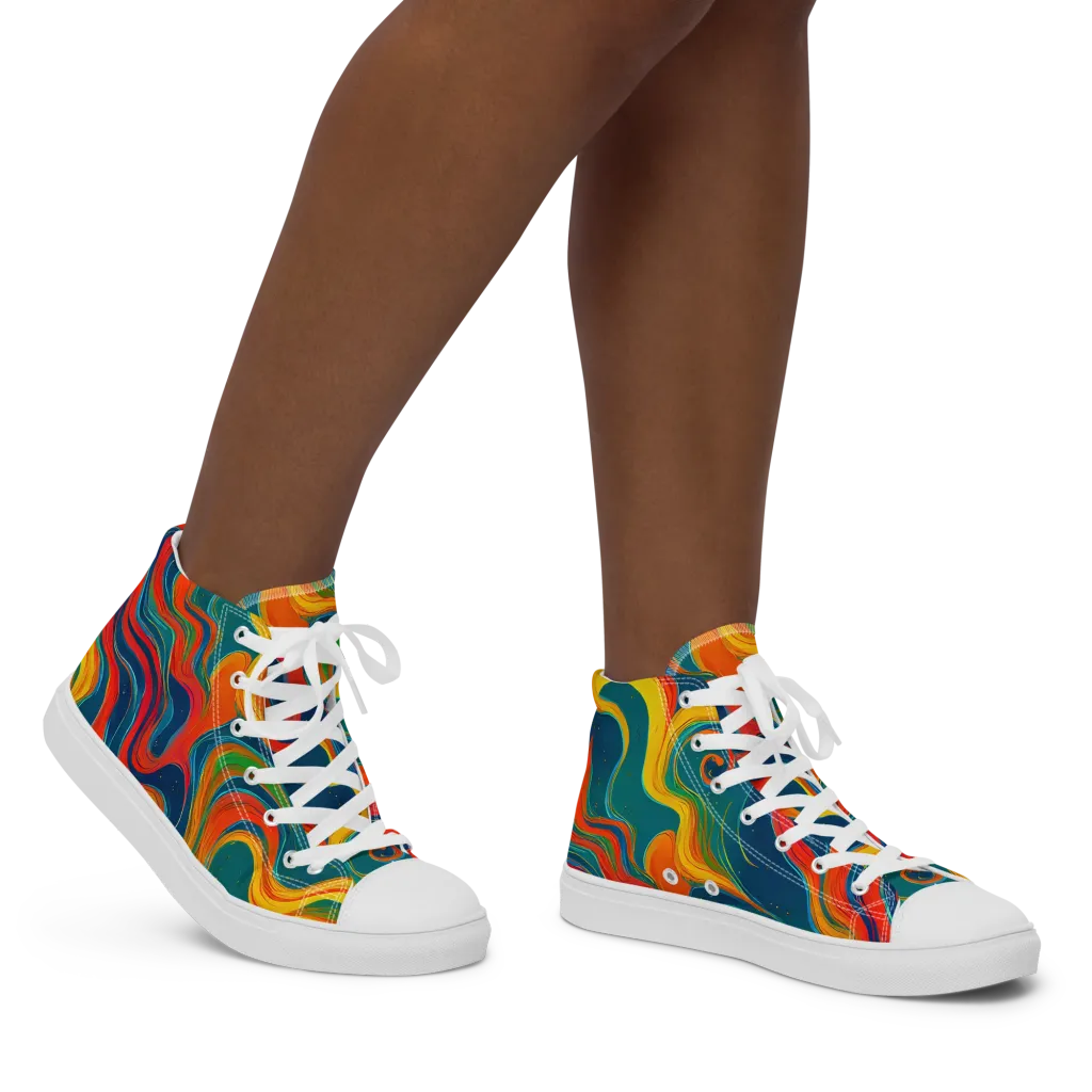 Molten Ribbons on Women's High Top Canvas Shoes — Right