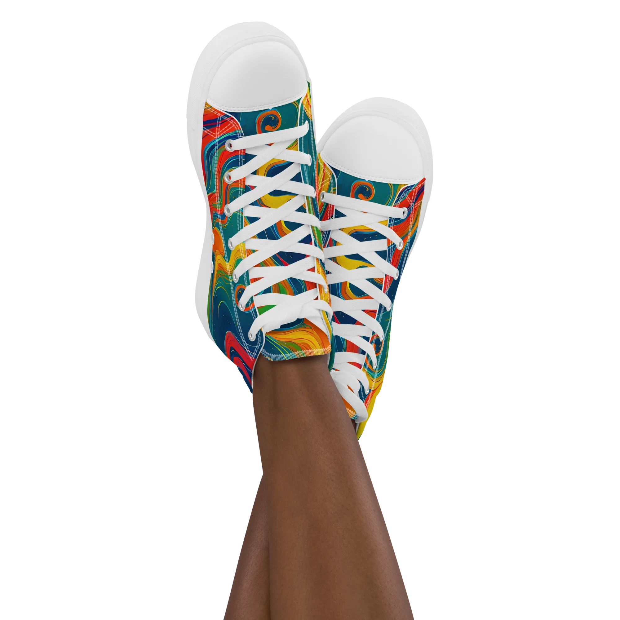 Molten Ribbons on Women's High Top Canvas Shoes — Front