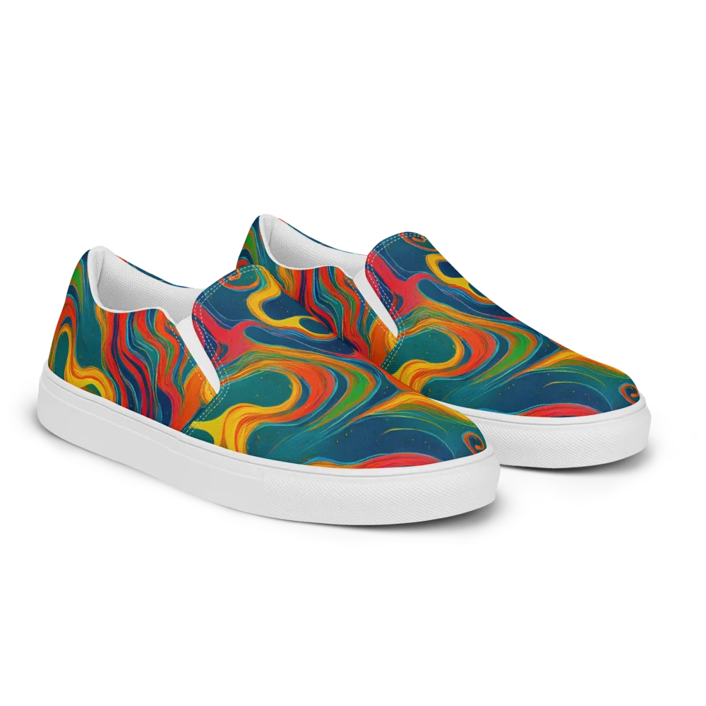 Molten Ribbons on Men's Slip-On Canvas Shoes — Right Front