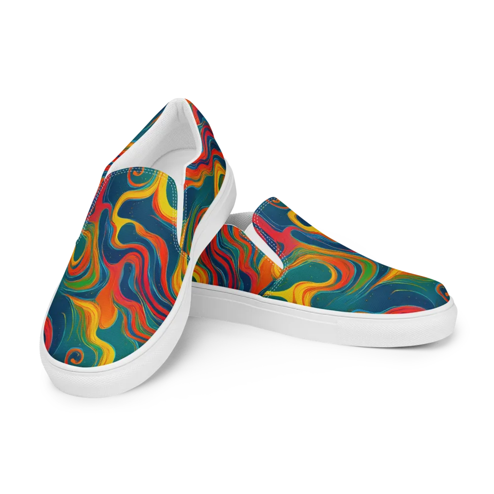 Molten Ribbons on Men's Slip-On Canvas Shoes — Left Front