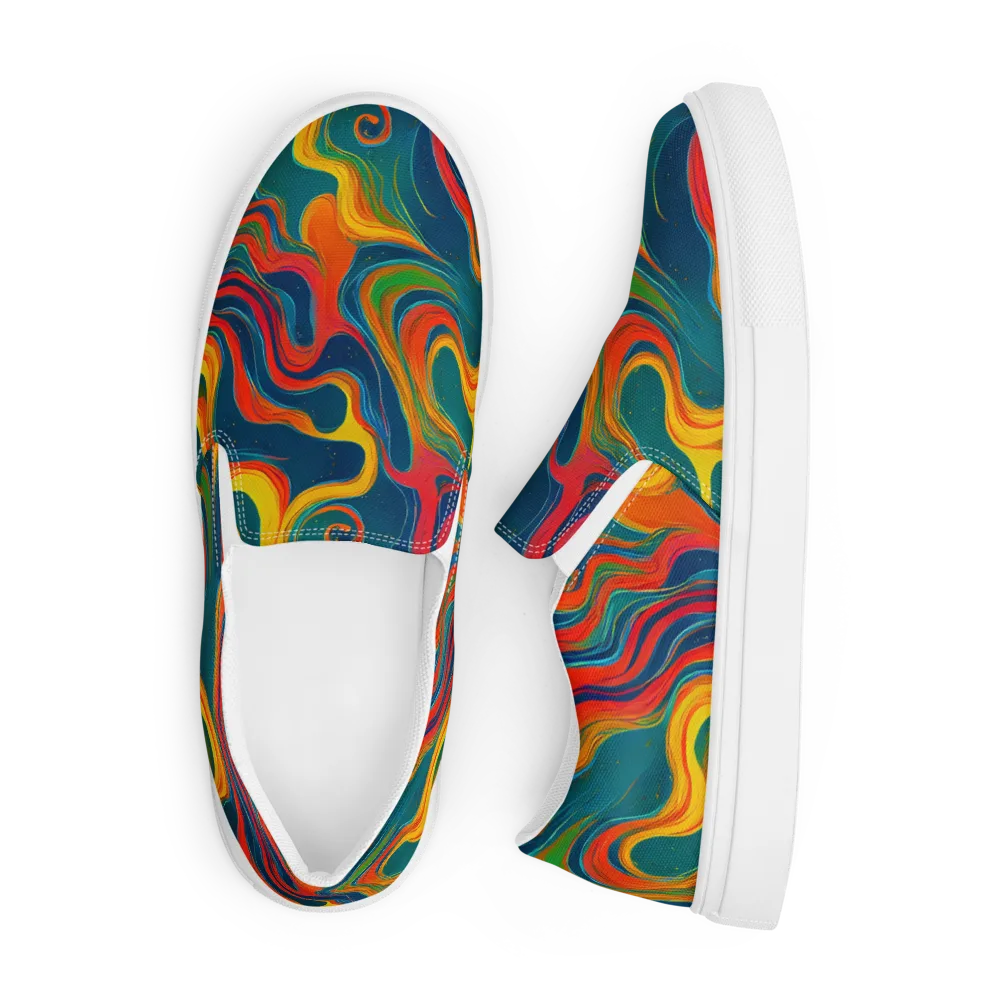 Molten Ribbons on Men's Slip-On Canvas Shoes — Front