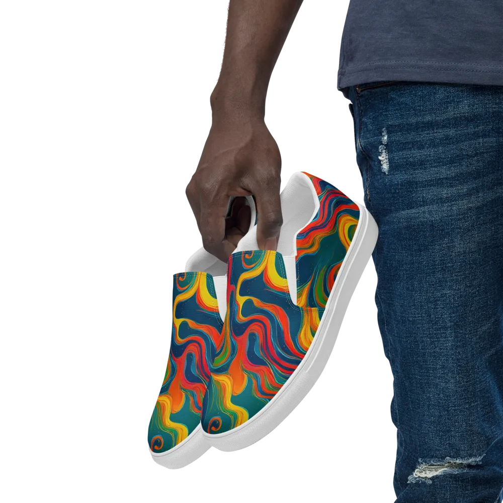 Molten Ribbons on Men's Slip-On Canvas Shoes — Left Front