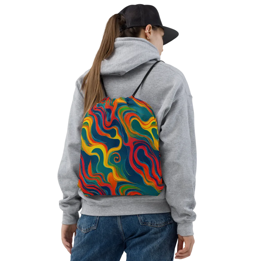 Molten Ribbons on Drawstring Bag — Front