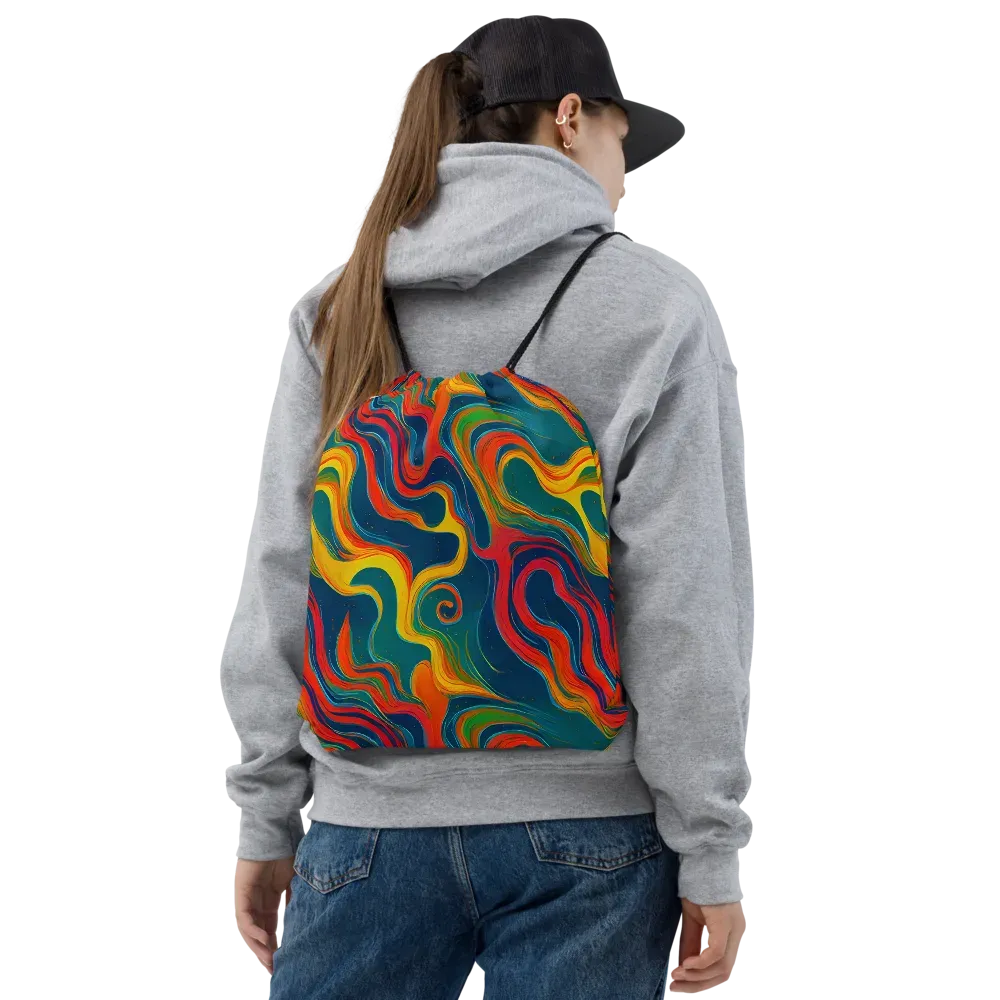 Molten Ribbons on Drawstring Bag — Front