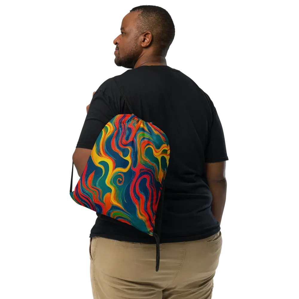 Molten Ribbons on Drawstring Bag — Front
