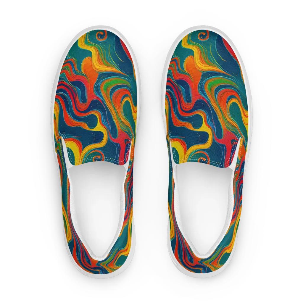 Molten Ribbons on Women's Slip-On Canvas Shoes — Front