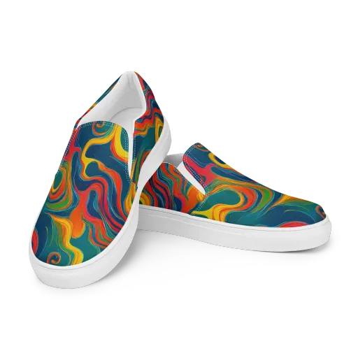 Molten Ribbons on a Women's Slip-On Canvas Shoes