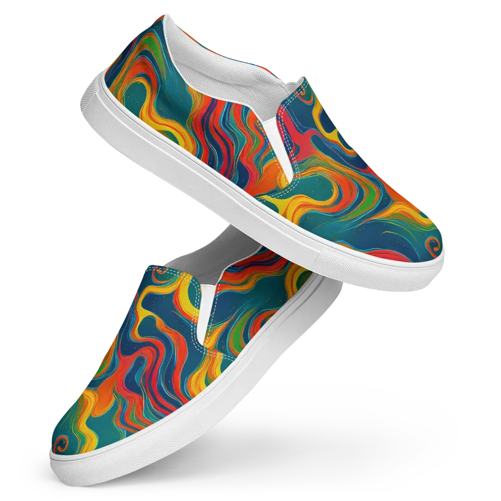 Molten Ribbons on Women's Slip-On Canvas Shoes — Front