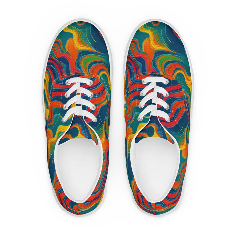 Molten Ribbons on Men's Lace-Up Canvas Shoes — Front