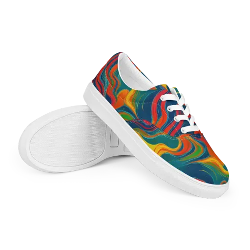 Molten Ribbons on a Men's Lace-Up Canvas Shoes