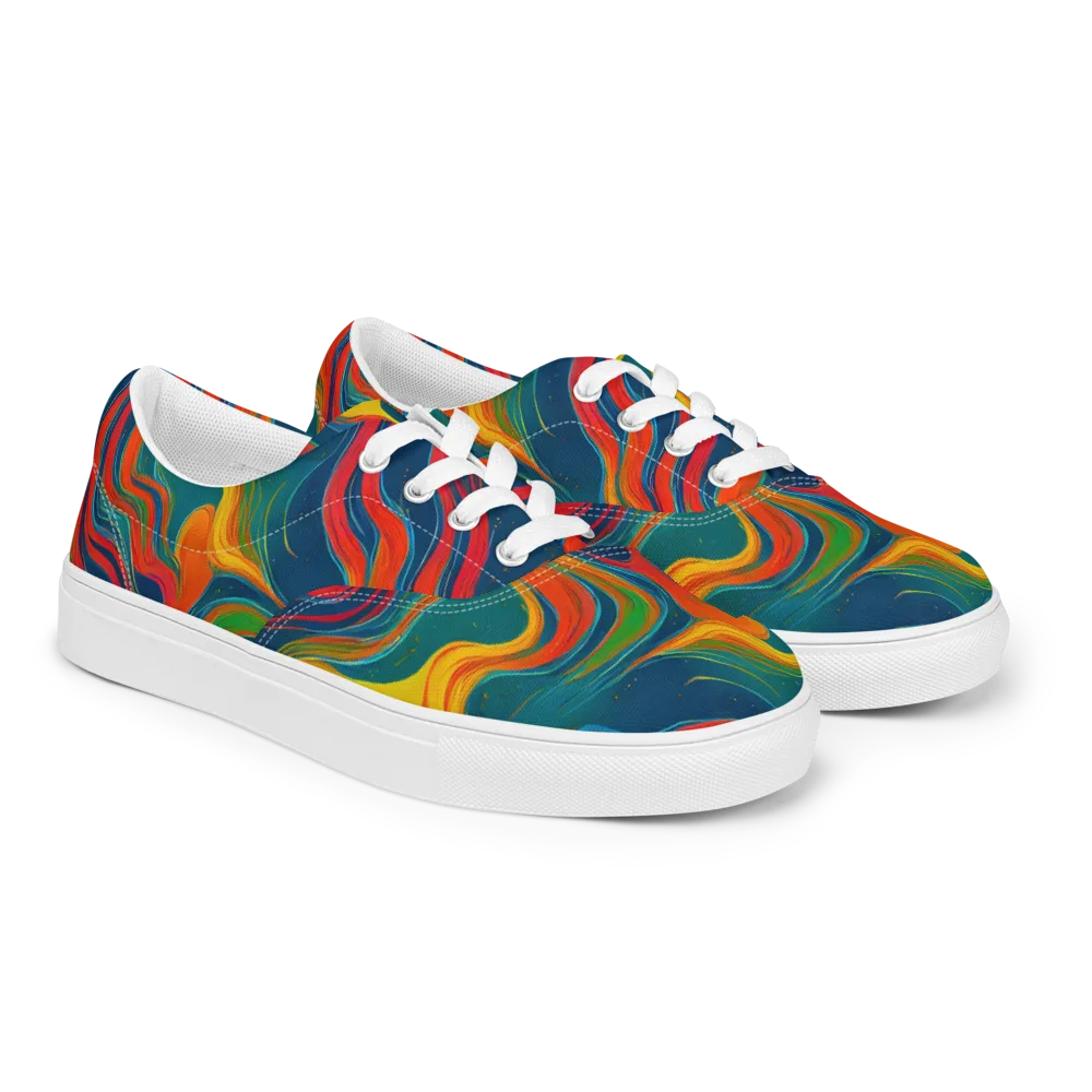 Molten Ribbons on Men's Lace-Up Canvas Shoes — Right Front