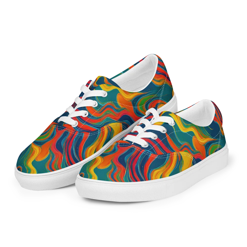Molten Ribbons on Men's Lace-Up Canvas Shoes — Left Front