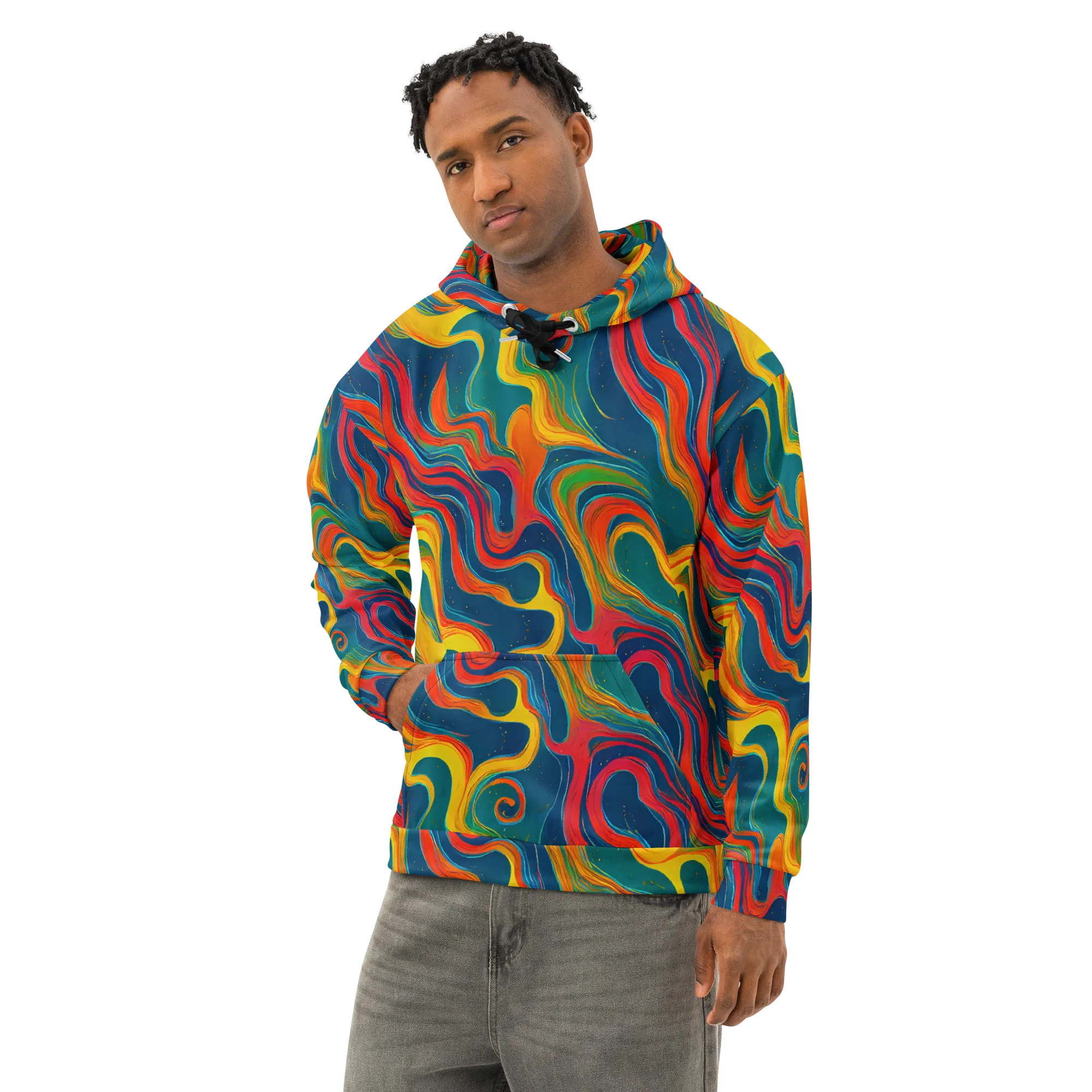 Molten Ribbons on Cotton Hoodie — Left Front