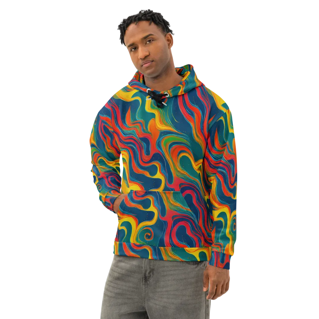Molten Ribbons on Cotton Hoodie — Left Front