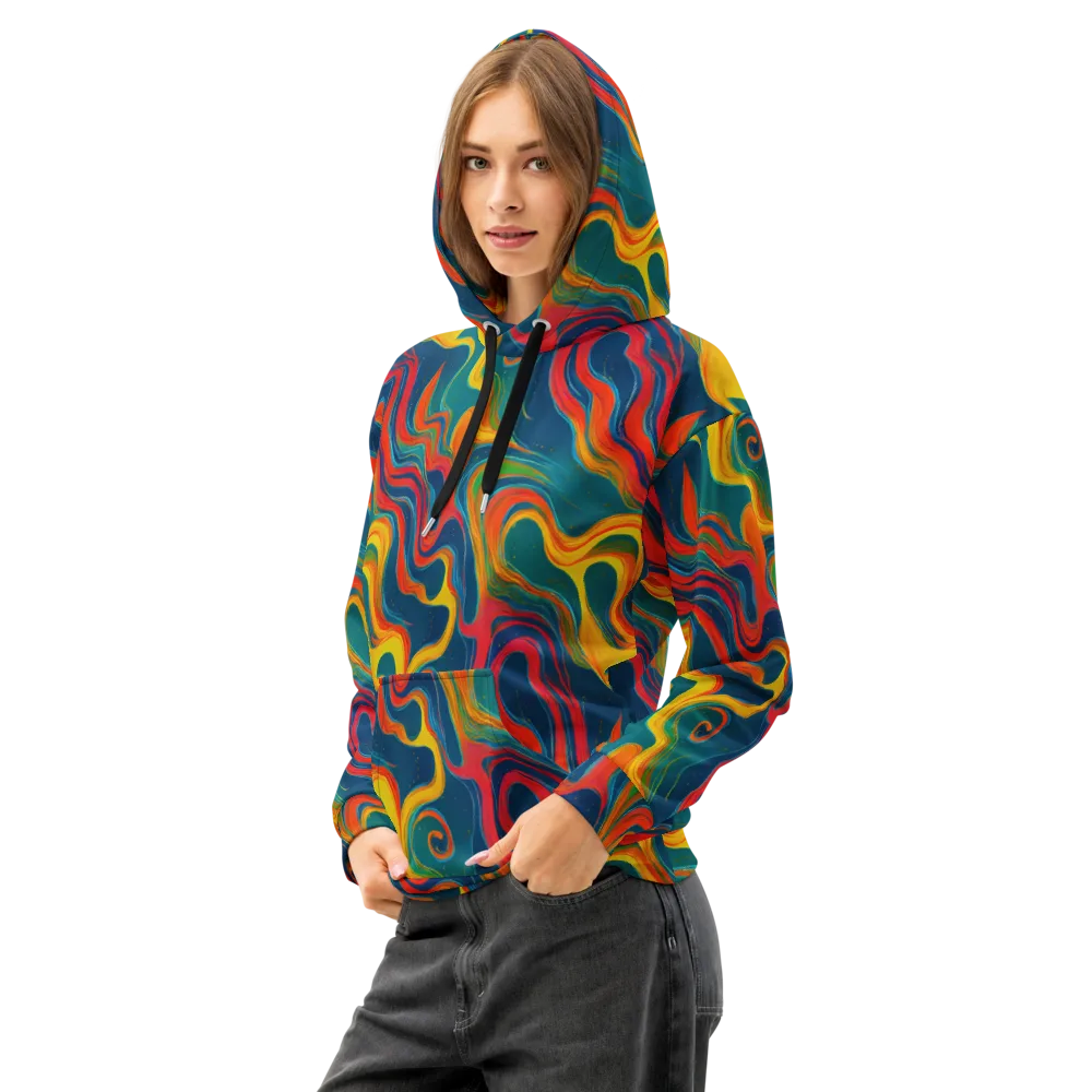 Molten Ribbons on Cotton Hoodie — Left Front