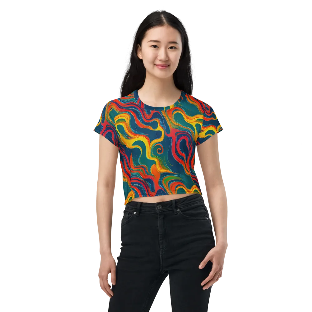 Molten Ribbons on Crop Tee — Front