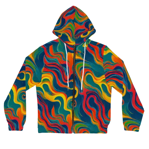 Molten Ribbons on a Women's Full-Zip Hoodie