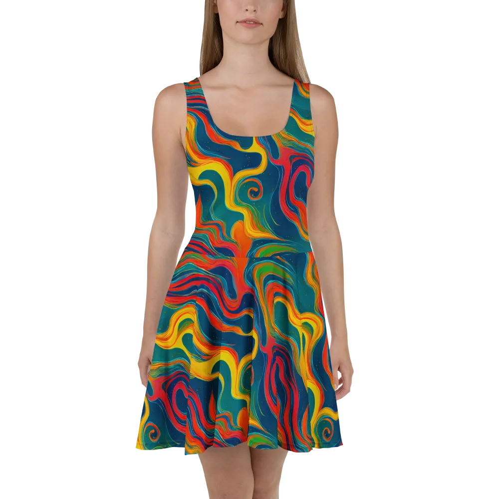Molten Ribbons on Skater Dress — Front