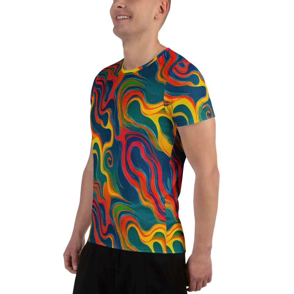 Molten Ribbons on Men's Athletic T-Shirt — Left