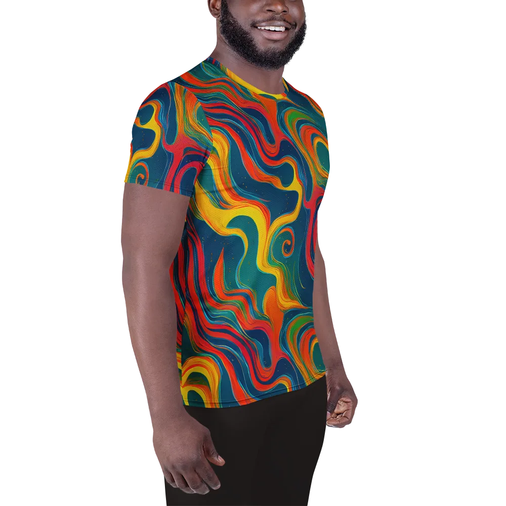 Molten Ribbons on Men's Athletic T-Shirt — Right