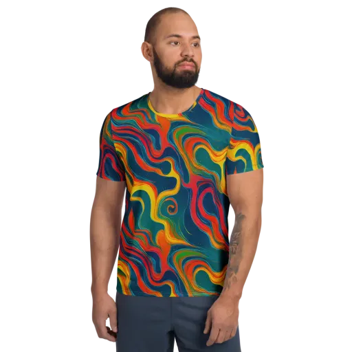 Molten Ribbons on a Men's Athletic T-Shirt