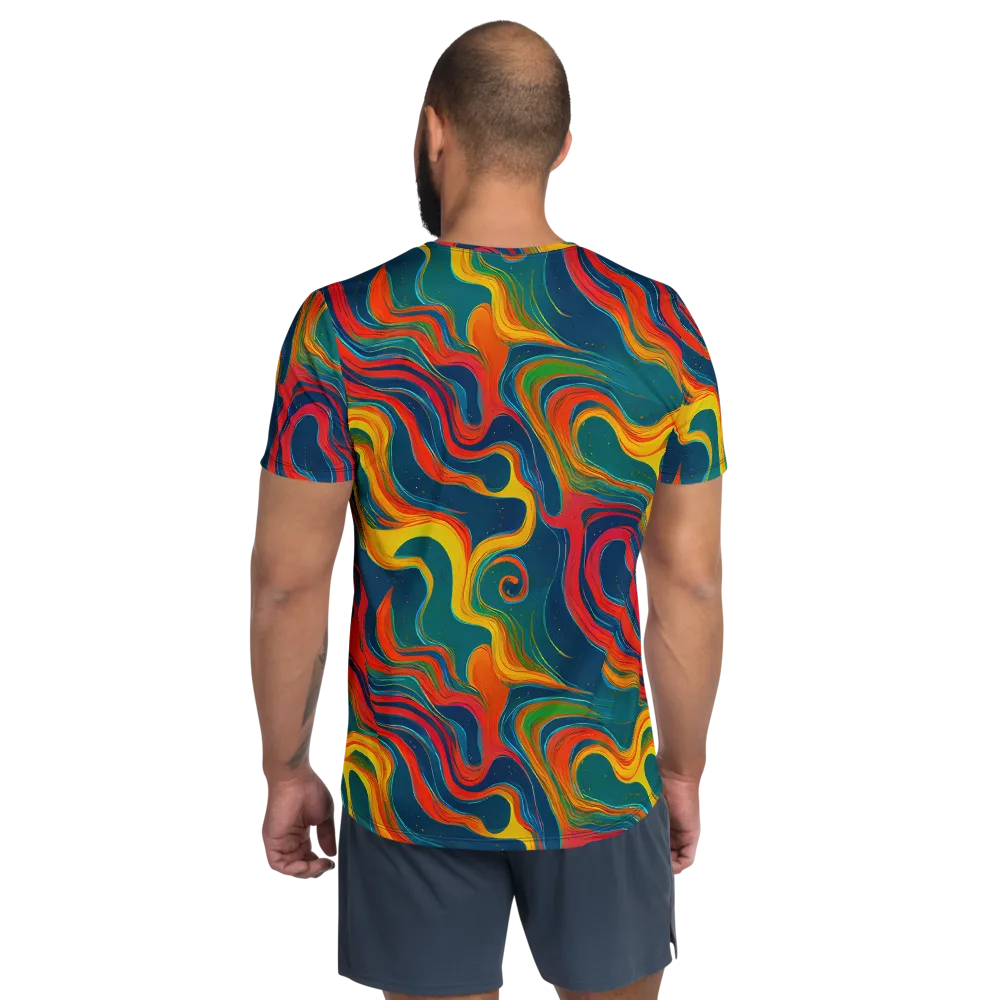 Molten Ribbons on Men's Athletic T-Shirt — Back