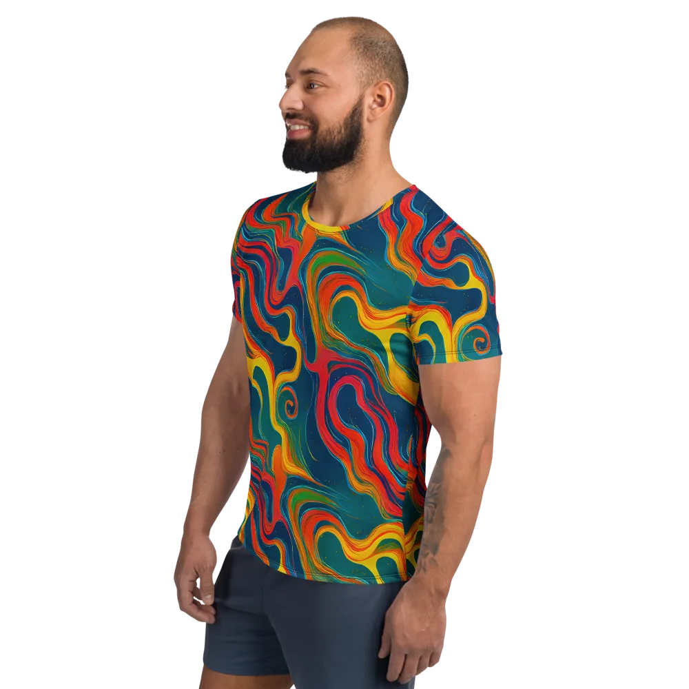Molten Ribbons on Men's Athletic T-Shirt — Left