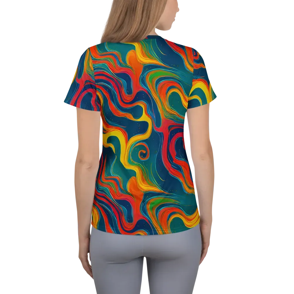 Molten Ribbons on Women's Athletic T-Shirt — Back