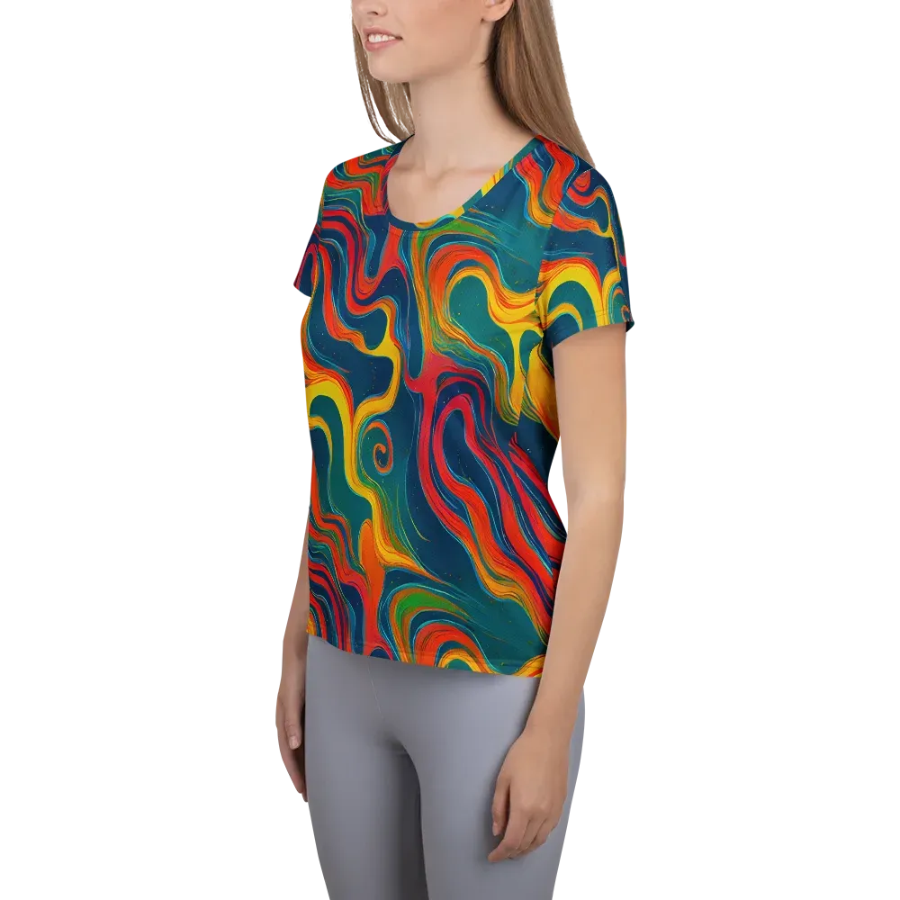 Molten Ribbons on Women's Athletic T-Shirt — Left