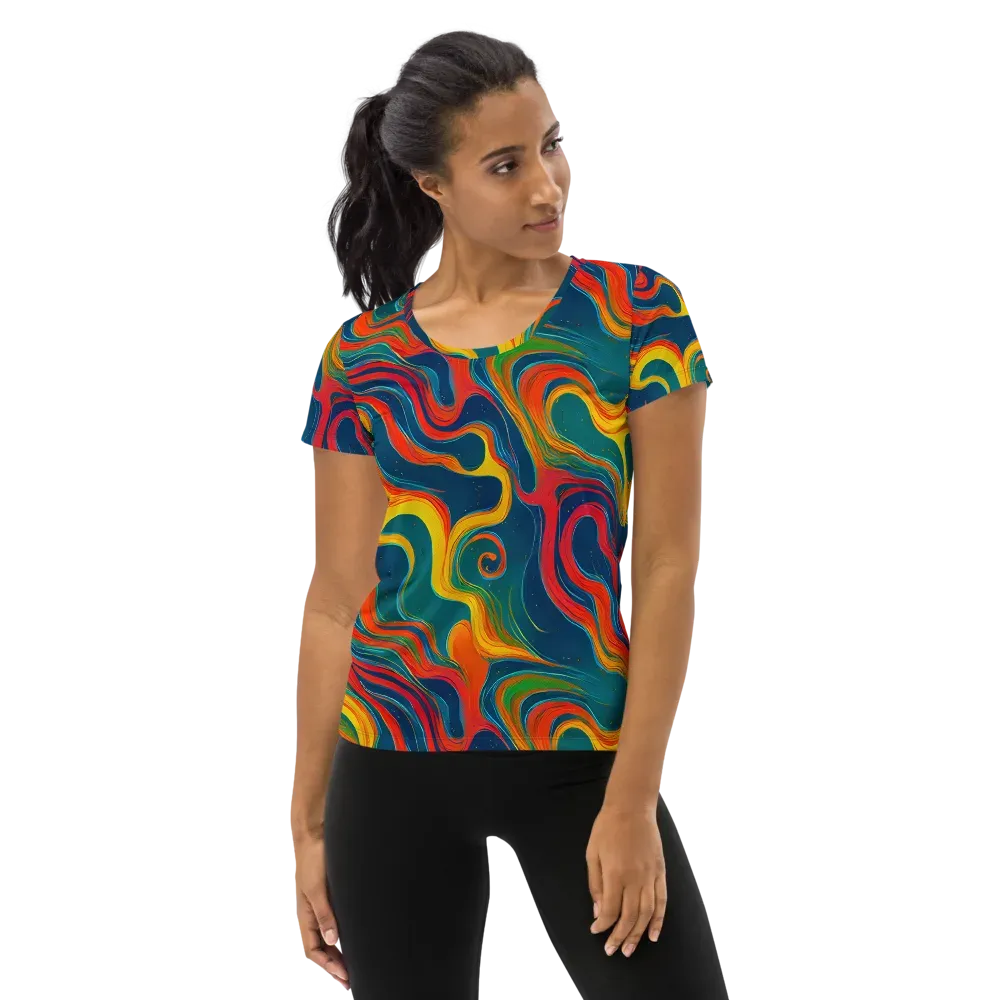 Molten Ribbons on Women's Athletic T-Shirt — Front