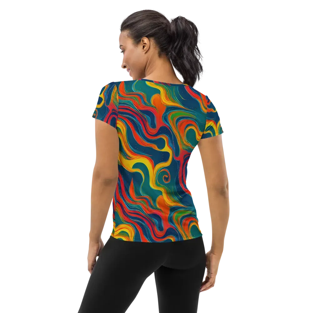 Molten Ribbons on Women's Athletic T-Shirt — Back
