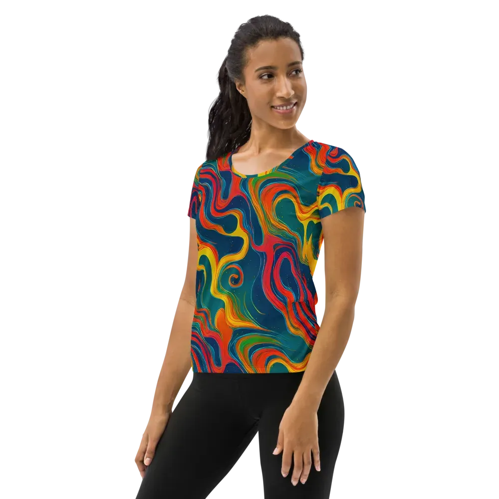 Molten Ribbons on Women's Athletic T-Shirt — Left