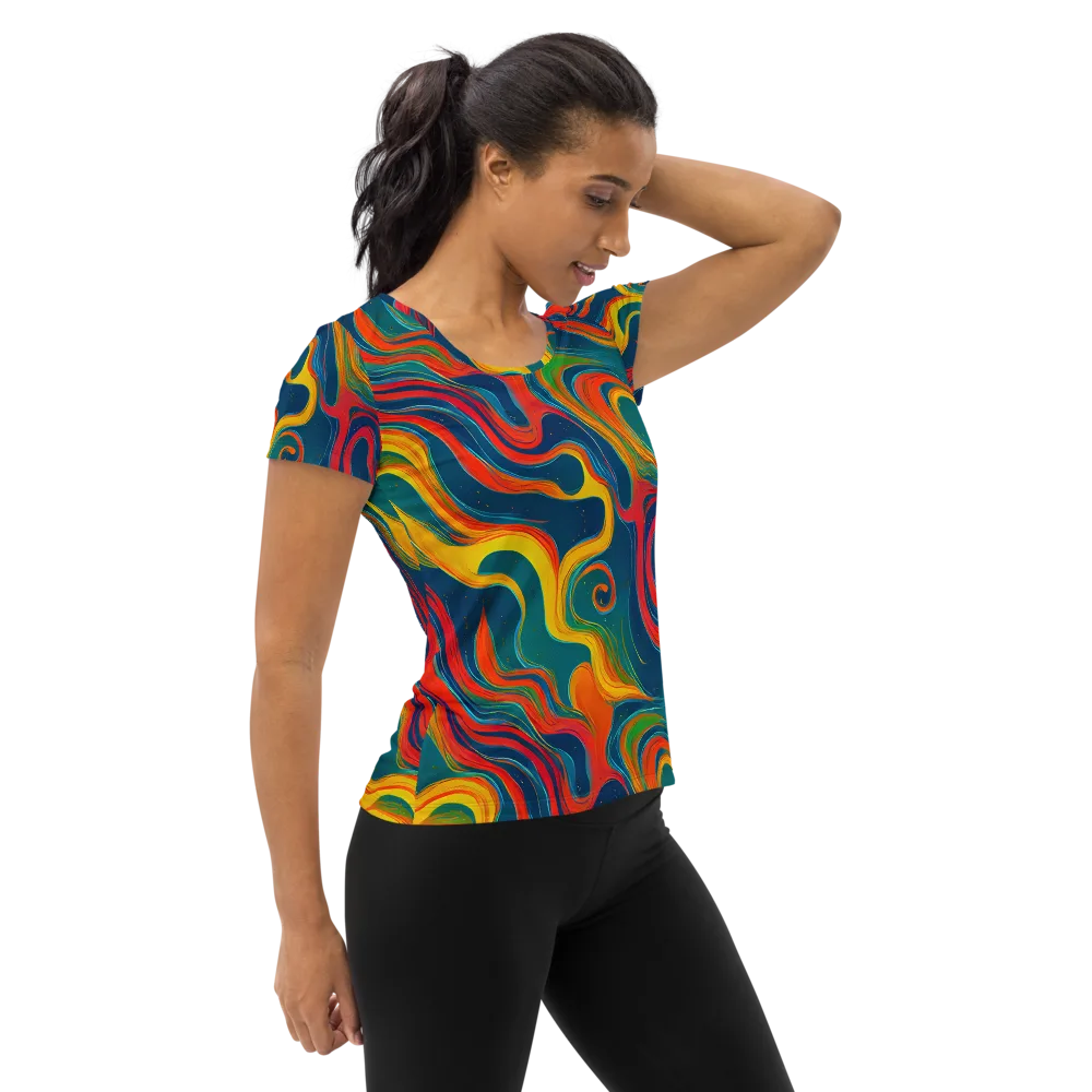 Molten Ribbons on Women's Athletic T-Shirt — Right