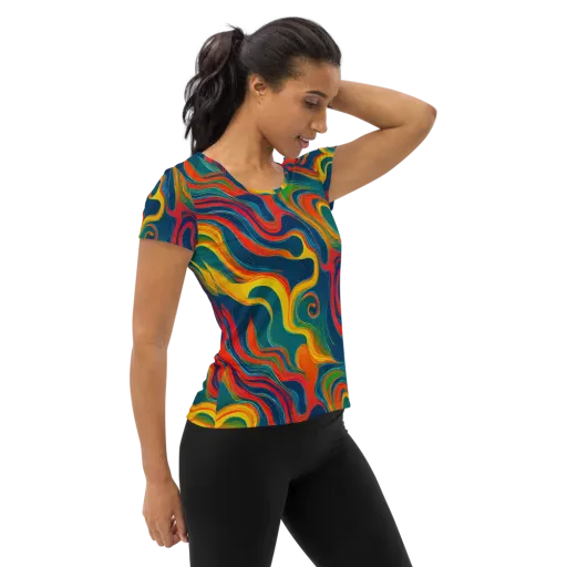 Molten Ribbons on a Women's Athletic T-Shirt