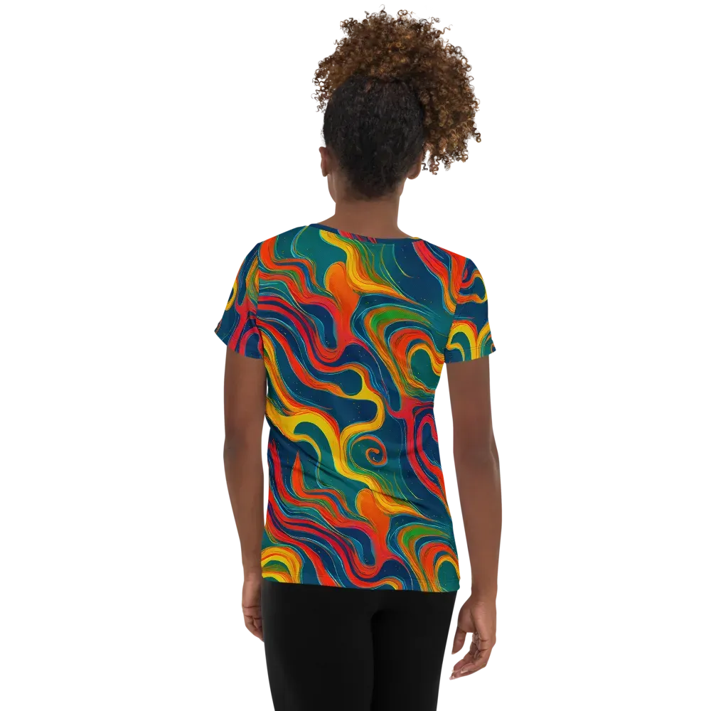 Molten Ribbons on Women's Athletic T-Shirt — Back