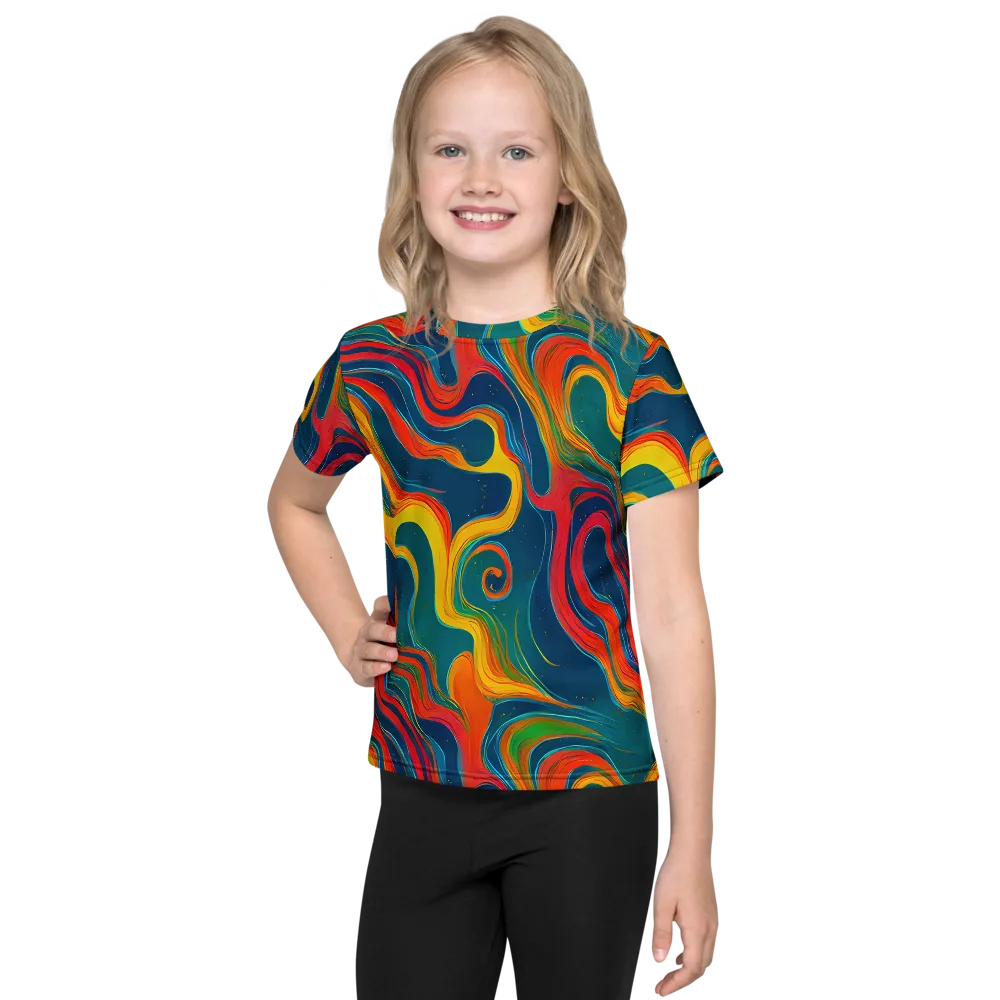 Molten Ribbons on Kids Crew Neck T-Shirt — Front