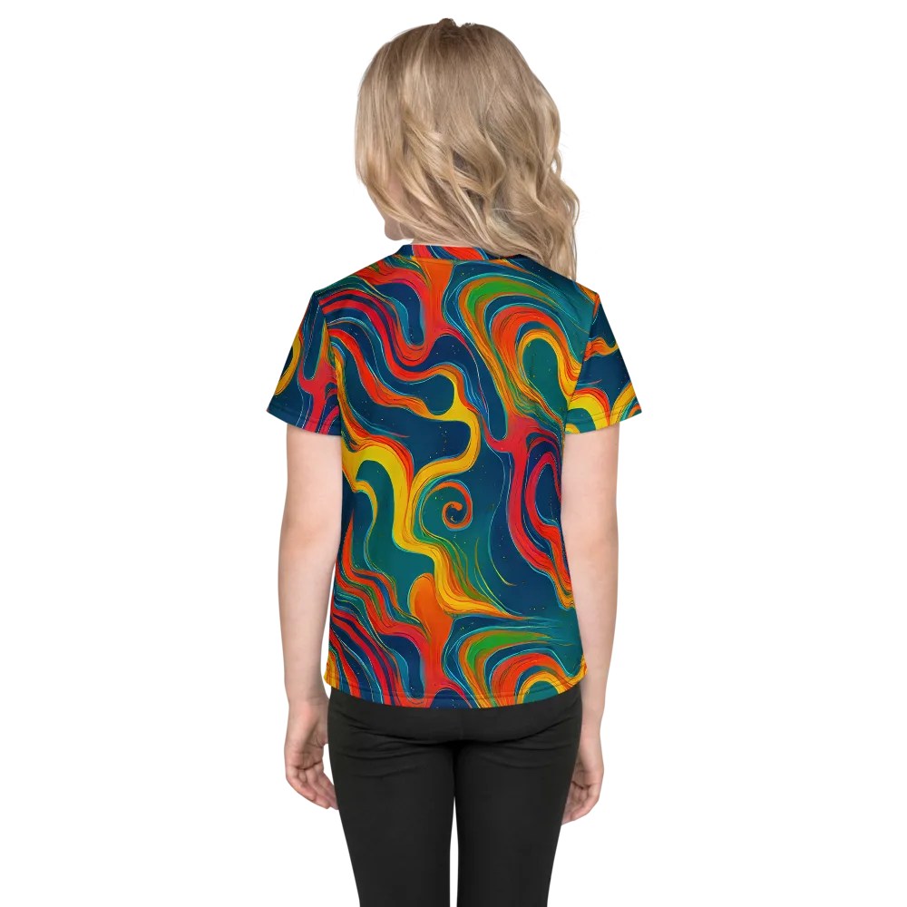 Molten Ribbons on Kids Crew Neck T-Shirt — Back